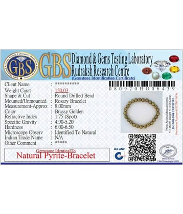 KESAR ZEMS Natural Pyrite Stone Stretchable Bracelet With Certificate For Unisex  (10 x 2 x 1 CM)