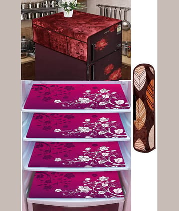 THE LION'S SHARE PVC Floral Fridge Mat & Cover ( 42 30 ) Pack of 6 - Blue