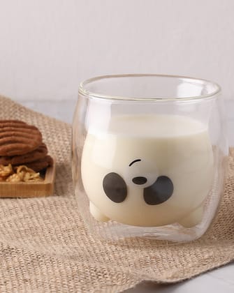Panda Solid Double-Wall Insulated Glass Tumbler | Pack Of 1-Transparent / Drinkware / Kitchen & Dining