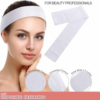 Nidy® Disposable Headbands for Facials, Disposable Headbands for Spa Esthetician Supplies Esthetician Headbands Stretch Headbands for Women's Hair Pack of 50