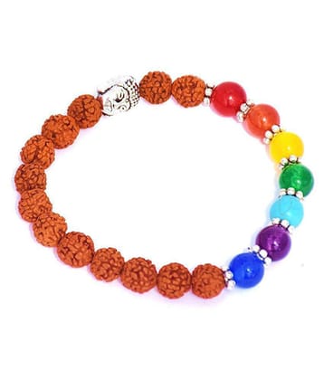 yoga bracelet with 5 Mukhi Rudraksha Beads / Exclusive / To Energized Seven chakra Of Human body And Heal the body Healing stone Bracelet reiky crystal - None