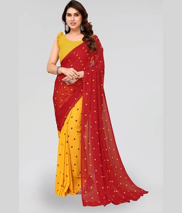 ANAND SAREES Georgette Printed Saree With Unstitched Blouse Piece ( Yellow )