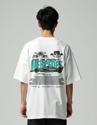 MountCart Store oversized white supercar mercedes back printed tshirt for men and women