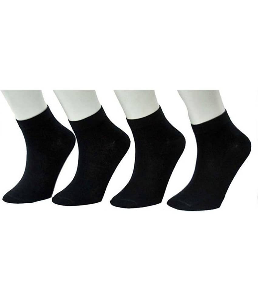 Tahiro Black Cotton Ankle Length Socsk - Pack Of 4