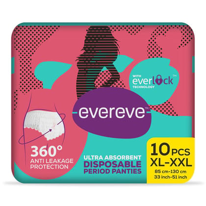 Evereve Ultra Absorbent Disposable Period Panties, Xl-Xxl, 10's Pack, 0% Leaks, Sanitary Protection For Women & Girls, Maternity Delivery Pads, 360? Protection, Postpartum & Overnight Use, Heavy Flow Evereve Ultra Absorbent Disposable Period Panties, Xl-Xxl, 10's Pack, 0% Leaks, Sanitary Protection For Women & Girls, Maternity Delivery Pads, 360? Protection, Postpartum & Overnight Use, Heavy Flow