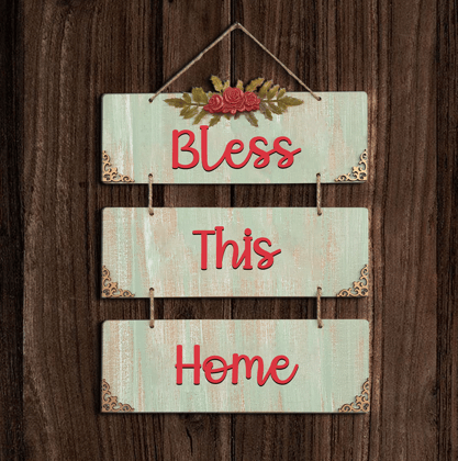 Our Happy Place 3 Layer Decorative Wall Art-Bless This Home