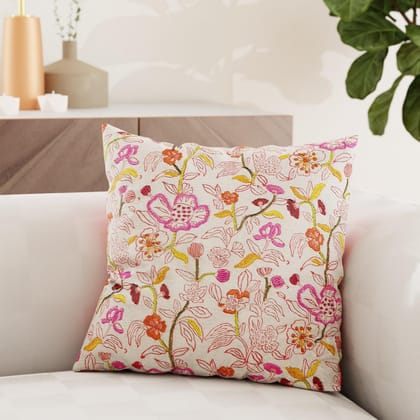 Hand Embroidered Cushion Cover Set of 2-12 inches x 12 inches / Cotton / Multi