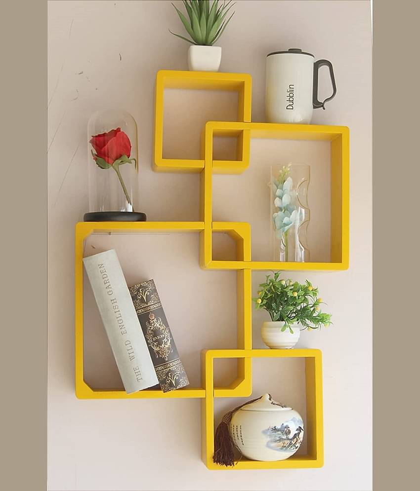 TFS Floating Shelves Yellow MDF - Pack of 4