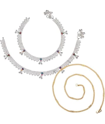 AanyaCentric Multicolor Anklets ( Pack of 3 )