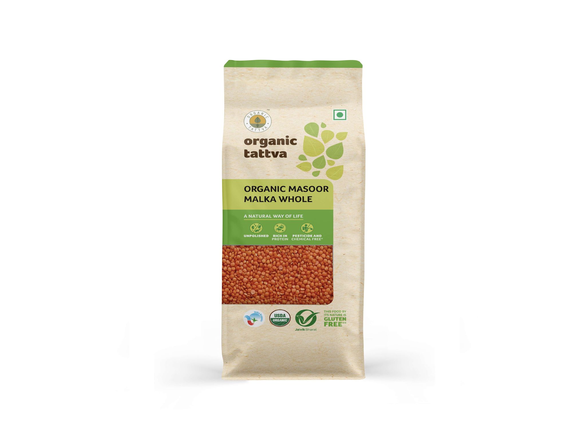 Organic Masoor Malka Whole 500g