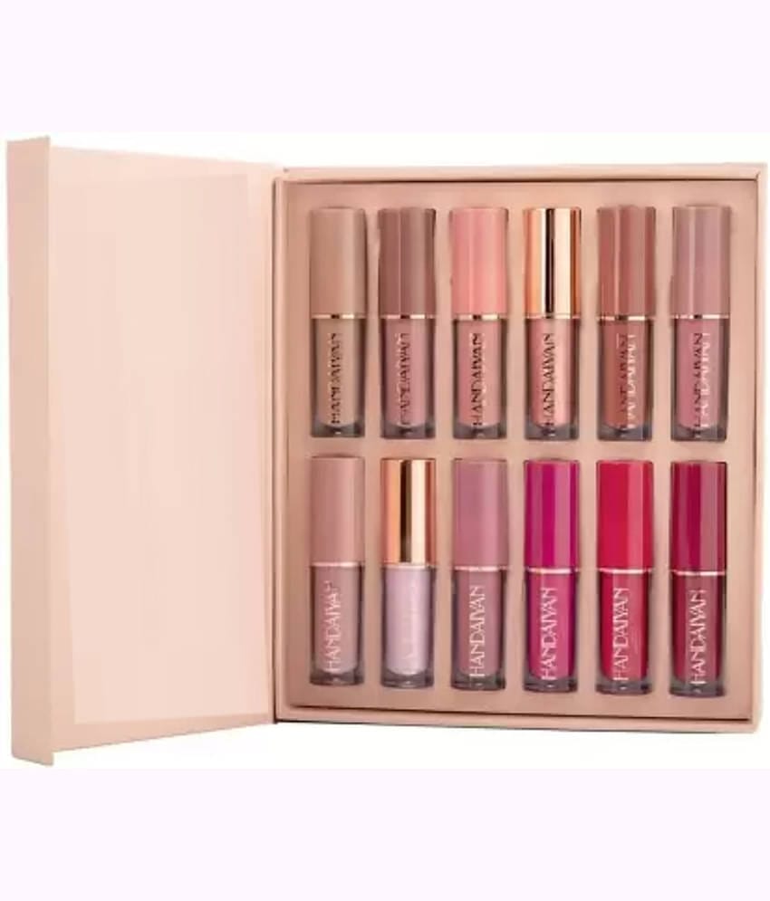 Blushis Handaiyan Liquid Matte Waterproof Lipstick For Women,Set of 12,Multicolor, 2.5 ml each