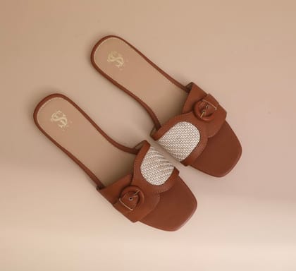 Tan Raffia clipped sliders-35