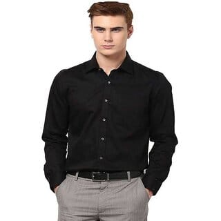 Baleshwar Men Black Washed Regular Fit Formal Shirt