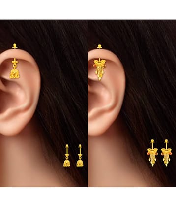 LUV FASHION Gold EarCuff Earrings ( Pack of 2 )