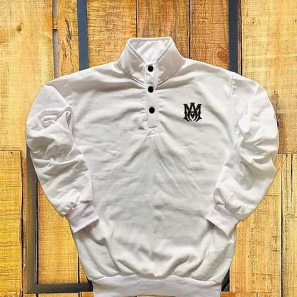 Designer Solid Sweatshirts For Men ( SIZE : M , COLOR WHITE )