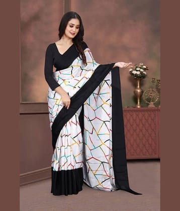 JIHANA FAB Chiffon Printed Saree With Unstitched Blouse Piece ( Multicolor )