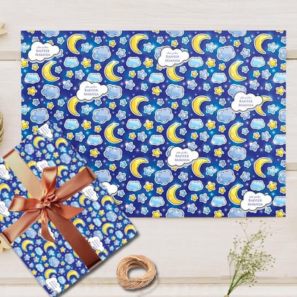 Custom Gift Wrapping Paper- Blue Sky Theme-Lots of Love / Set of 10 sheets