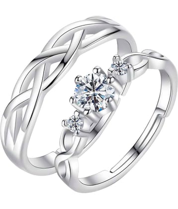 Silverplated Adorable His and Her Adjustable proposal couple ring For Men And Women Jewellery