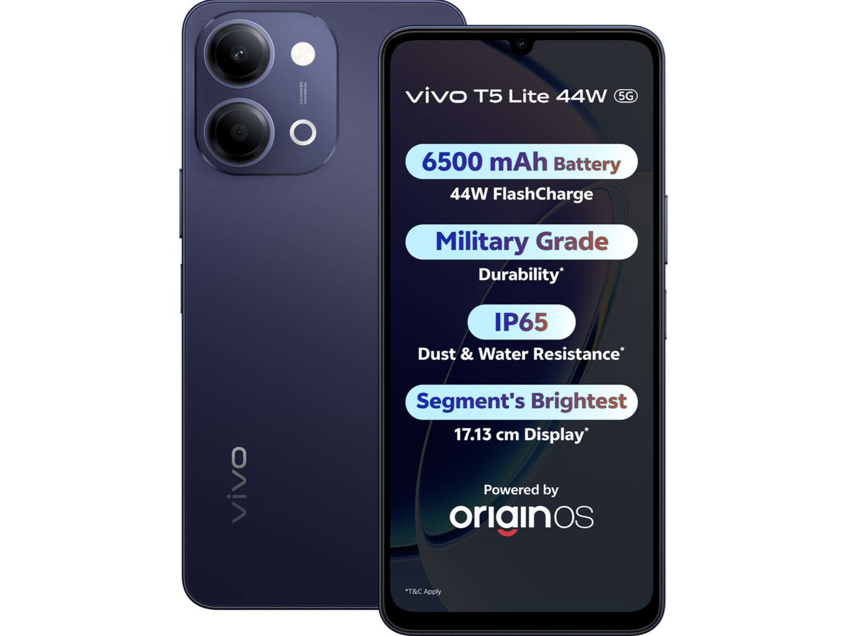 Vivo T5 Lite 5G Smartphone, 4GB RAM, 128GB Storage - Twilight Shadow
