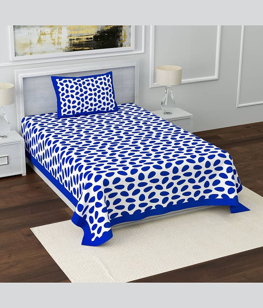 Uniqchoice Cotton 1 Single Bedsheet with 1 Pillow Cover ( Blue )