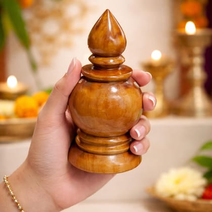 Teak Wooden Kalash for Mandir (Polished) � 6 Inch Height � 3 Inch Width � Handcrafted Kalash Top for Pooja Mandir � Decorative Wooden Kalash � Traditional Kalasam for Home D�cor Teak Wooden Kalash for Mandir (Polished) � 6 Inch Height � 3 Inch Width � Handcrafted Kalash Top for Pooja Mandir � Decorative Wooden Kalash � Traditional Kalasam for Home D�cor