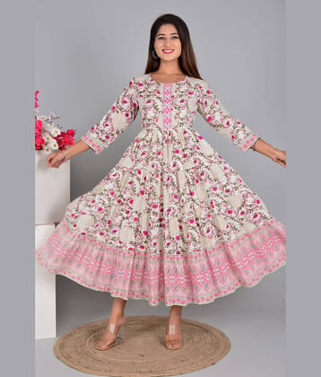 NUPITAL Rayon Printed Anarkali Women's Kurti - Pink ( Pack of 1 )