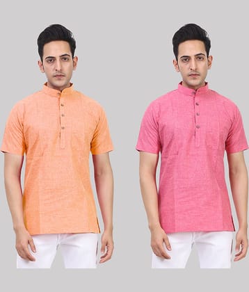 Kundan - Muticolor Cotton Blend Men's Regular Kurta ( Pack of 2 )