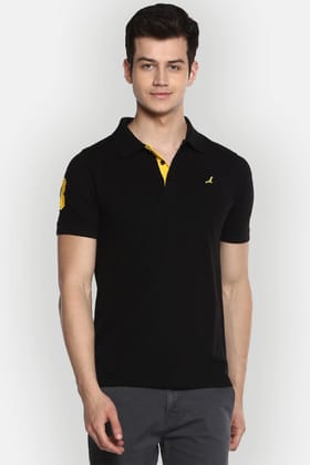 Men's Polo Collar Half Sleeves T-Shirt - Black-Medium / Black