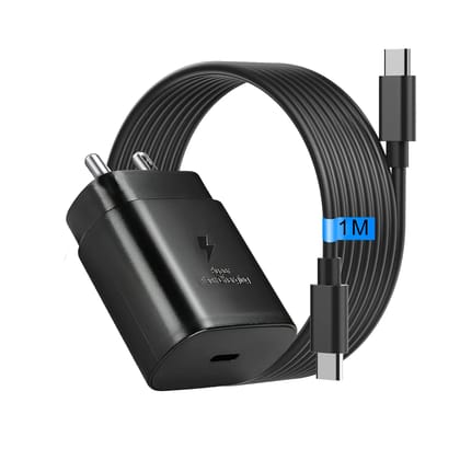 Muvit 25W Type C PD Adapter with Type C to Type C Data Cable for Samsung-Black