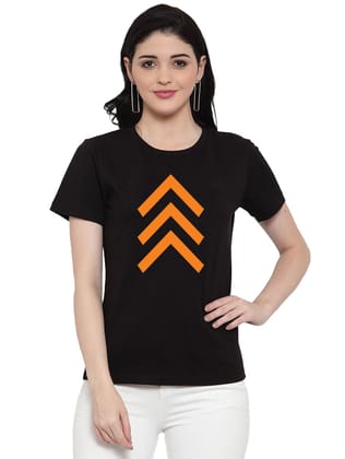 Women's Cotton Blend Up Arrow Print Printed T Shirt XL (Black)