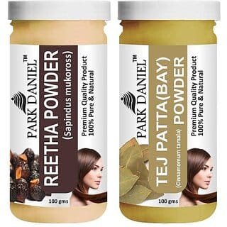 PARK DANIEL Pure & Natural Reetha Powder & Tej Patta(Bay) Powder Combo Pack of 2 Bottles of 100 gm (200 gm ) (200 ml)