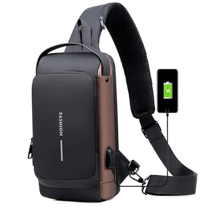 Anti Theft  Waterproof Men & Women Sling Cross Body Chest Bag With USB Charging Port & Password Lock For Travel | Hiking | Jogging | Gym | Picnic & Daily Use,