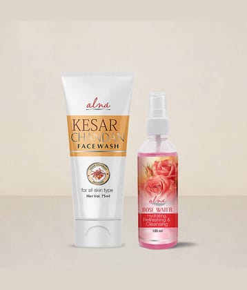 Alna Kesar Chandan Face Wash 75ml with Rose Water 100ml , Pack of 2