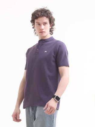 Dusky Purple Henley T-shirt-S