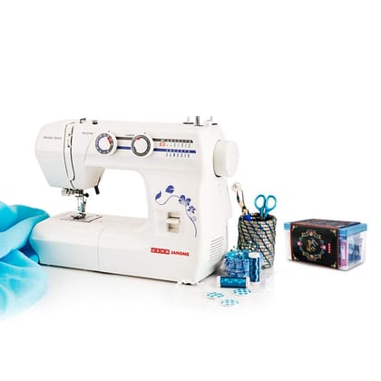 Usha Janome Wonder Stitch Automatic Zig-Zag Electric Sewing Machine, 13 Built-In-Stitches| 21 stitch Function with Free Sewing KIT Worth RS 500 And complementary Sewing Lessons in Nine languages - White Usha Janome Wonder Stitch Automatic Zig-Zag Electric Sewing Machine, 13 Built-In-Stitches| 21 stitch Function with Free Sewing KIT Worth RS 500 And complementary Sewing Lessons in Nine languages - White