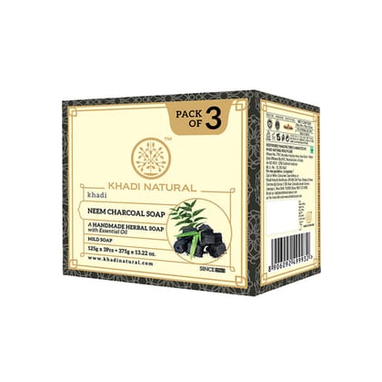Khadi Natural Herbal Neem Charcoal Soap Combo Pack Of 3 – 125gm Each Khadi Natural Herbal Neem Charcoal Soap Combo Pack Of 3 – 125gm Each
