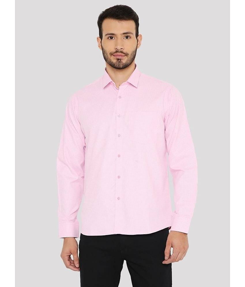 Maharaja Cotton Blend Slim Fit Checks Full Sleeves Men's Casual Shirt - Pink ( Pack of 1 )