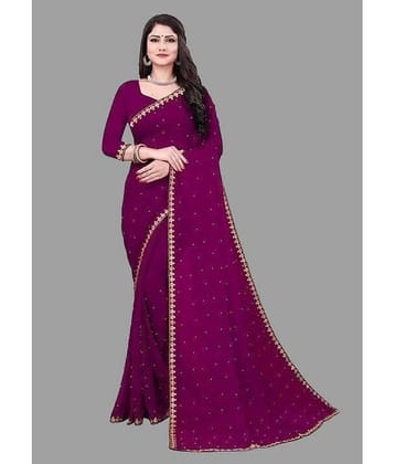 JULEE Lycra Embroidered Saree With Unstitched Blouse Piece ( Red )