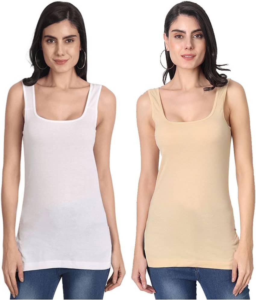 AIMLY Cotton Camisoles - Beige Pack of 2