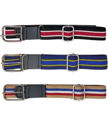 Zacharias Boy's Stretchable Striped Cotton Belt for kids (A-02_Multicolor_Pack of 3) ( 1-4 Years)