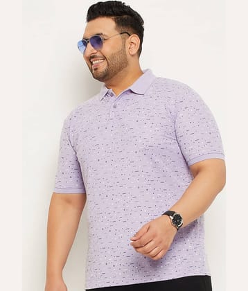 MXN Pack of 1 Cotton Blend Regular Fit Printed Half Sleeves Men's Polo T Shirt ( Lavender )
