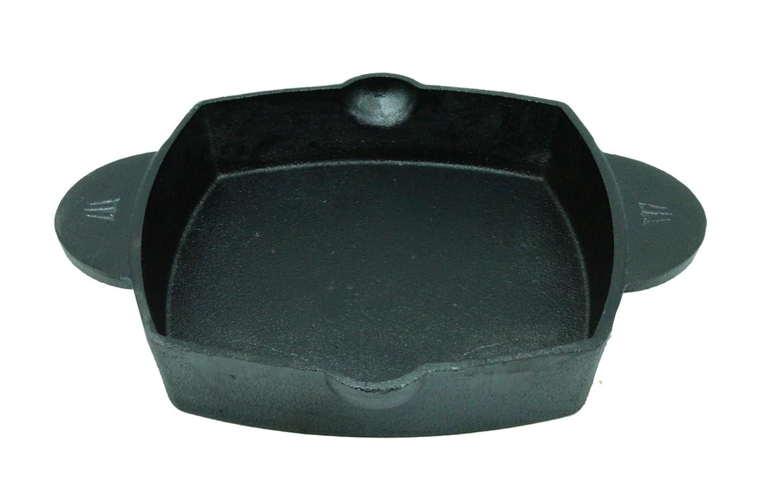 Trilonium Cast Iron Skillet | Pre-Seasoned | 26cm | 4 Kgs | Dual Handle | Square | Induction Compatible