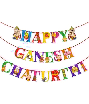 Zyozi Ganesh Puja GANESH CHATURTHI Banner/Ganesh Puja Banner/Decorative Items for Ganesh Puja/Banner For Ganesh Puja (Pack Of 1 Set)