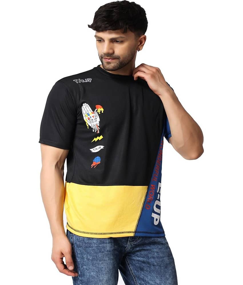 yellow tree Pack of 1 Polyester Regular Fit Men's T-Shirt ( Black )