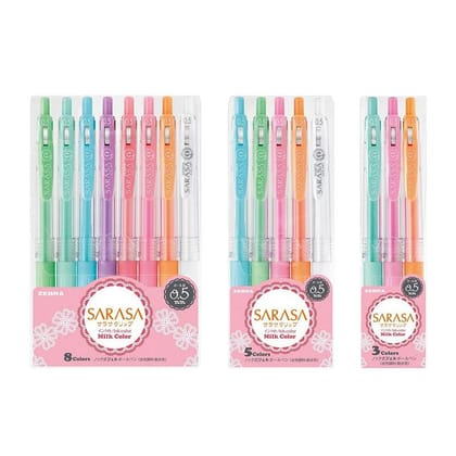 Zebra Sarasa Clip Gel Pen - Milk Color - 0.5 mm-Set of 3