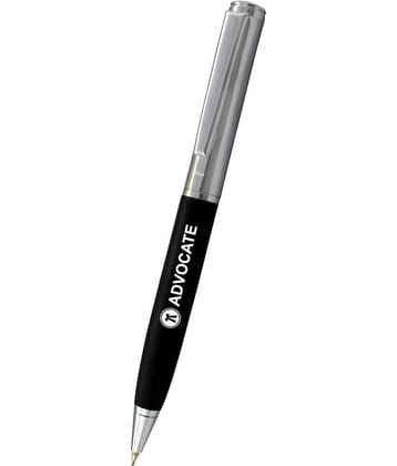UJJi Advocate Logo Engraved Matte Black with Chrome Clip (Blue Ink) Ball Pen