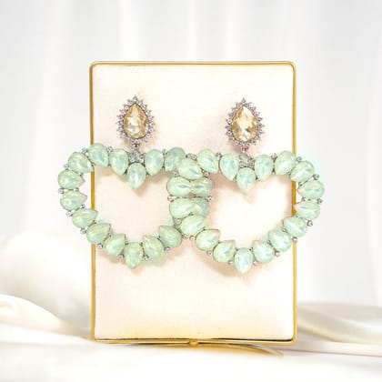 Pastel Pretty | Oversize Crystal Earrings-Green