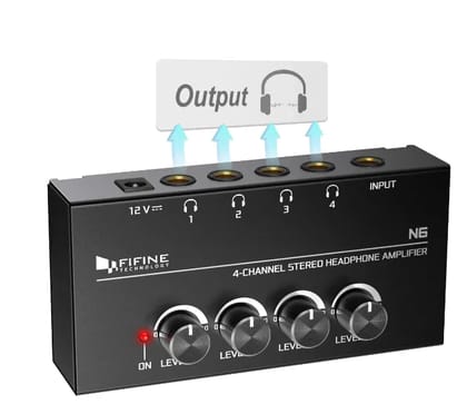 FIFINE N6 - Headphone Amplifier With Stereo Output and Individual Volume Controls