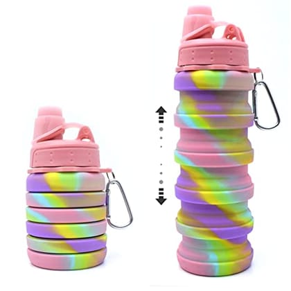 Silicone Expandable and Foldable Water Bottle - 500ml-Pastel Pink