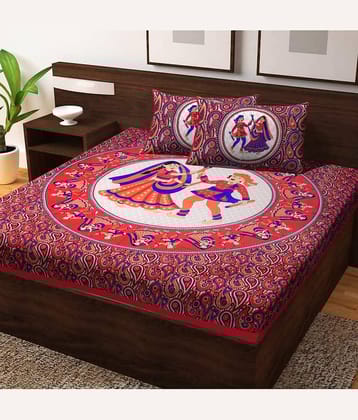 PETROSOLY Cotton 1 Double Bedsheet with 2 Pillow Covers ( Multicolor )